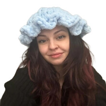 Chapeau surdimensionné pour filles, tissé à la main,-bleu clair