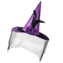 Chapeau de sorcière à fleurs pour Halloween, avec-Violet