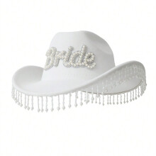 Chapeau de cow-girl avec franges de perles pour femme, chapeau-1