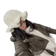Chapeau de fête au crochet, couvre-tête surdimensionné-Blanc