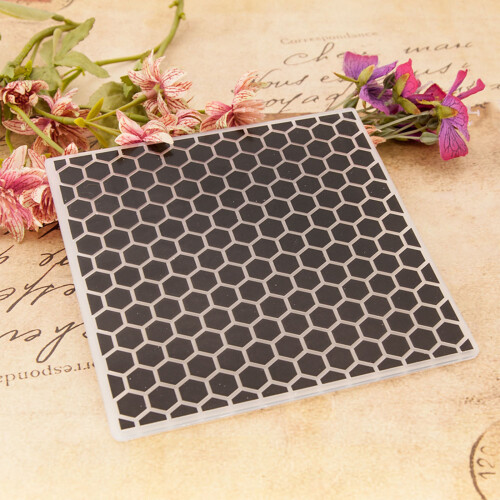 Honeycomb Textured Plastic Embossing Folder 6x6Inch Paper 1