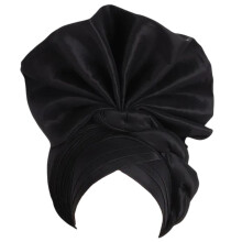 Bandeau Turban africain extensible Auto Gele pour femmes,-Noir