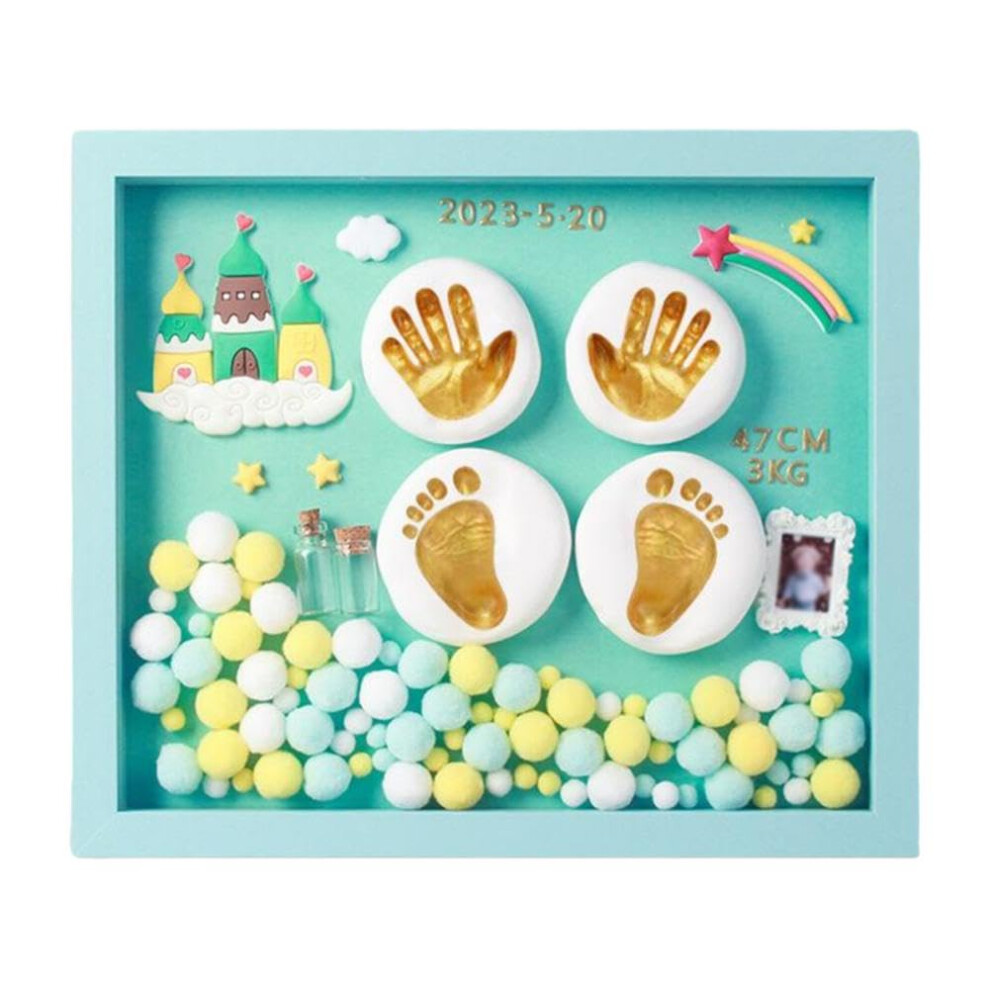 Baby Hand And Footprint Set Handprint And Footprint Photo Frame For Baby Footprint Keepsake Kit Blue
