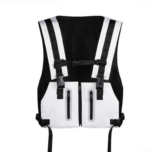 Microfiber Chest Pack Vest For Active Men, Reflective Design, Adjustable Weight, White