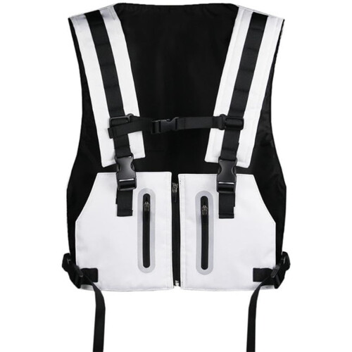 Microfiber Chest Pack Vest For Active Men, Reflective Design, Adjustable Weight, White 2
