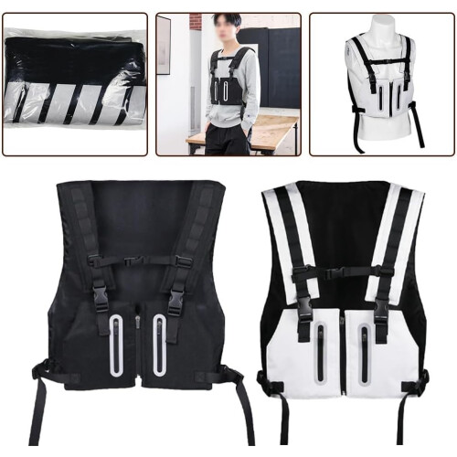 Microfiber Chest Pack Vest For Active Men, Reflective Design, Adjustable Weight, White 1