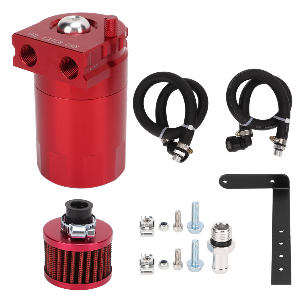 Oil & Moisture Separator Aluminum Oil Catch Can Increases Horsepower Universal Installation Kit W/ Breather Hose Rustproof Sturdy Durable Reusable 9139052788633