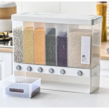 Wall Mounted Cereal and Rice Dispenser, SixSection 22lb Storage with OnePress Grain Release