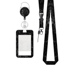 Ausweishülle mit Schlüsselband Ausziehbar, Modische Sliding AusweishülleKunststoffkoffer mit einziehbaren Badge Reel Karabiner Clip,für Frauen,
