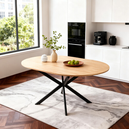 Living And Home 100-140cm Extendable Dining Table | Melamine-Faced MDF Tabletop and Metal Legs