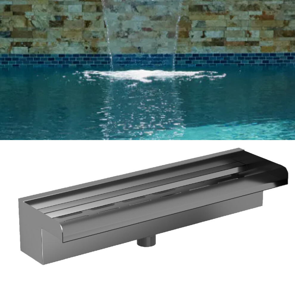 19.7In Stainless Waterfall Spout For Pool Landscape & Outdoor Fountain 3161366753065