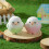 Mini Figurine d'oiseau floqué mignon, décorations-bleu et blanc 7