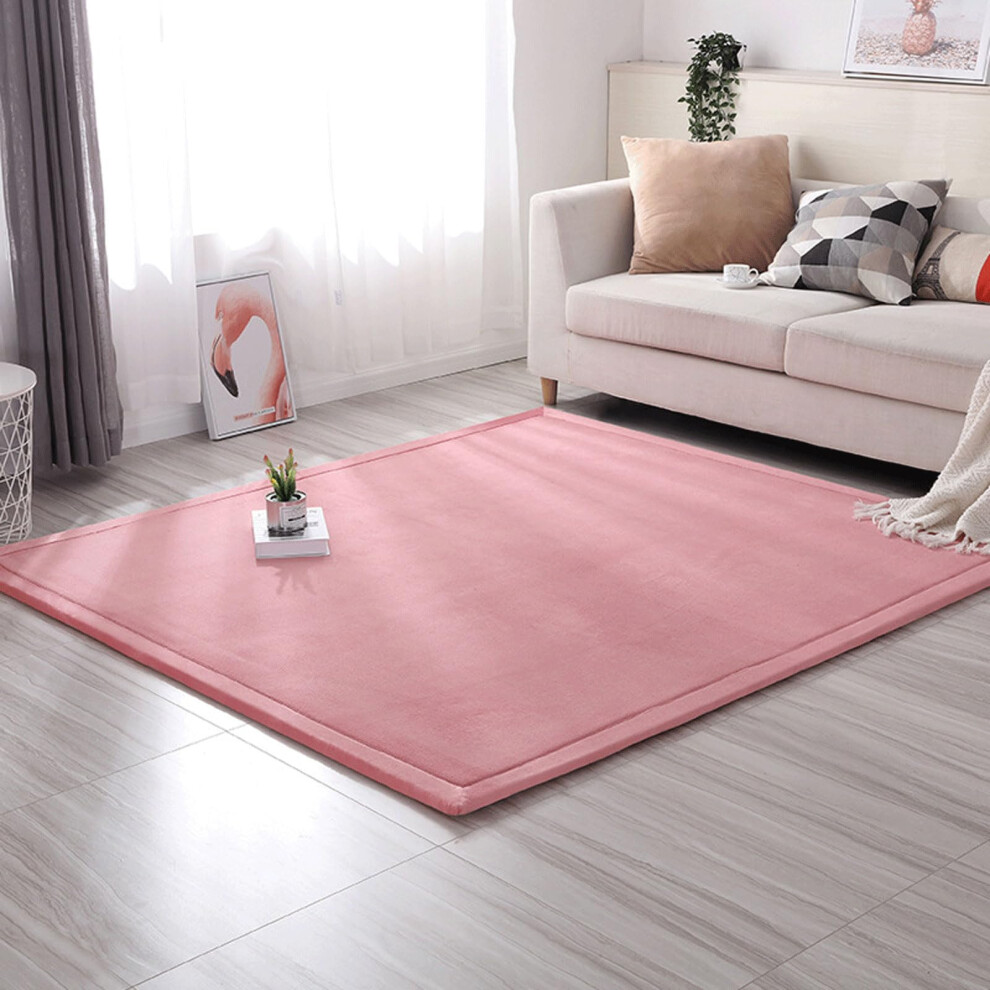 Soft Velvet Rug Nursery Playmat Nonslip Floor Carpet For Sofa And Living Room Ideal For Crawling And Tummy Time Coral