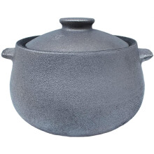 Ceramic Casserole Clay Pot for Stew and Soup, Durable Grey 6L Cooking Pot for Home Kitchen