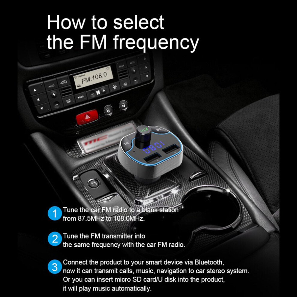 Innovative Car Entertainment Hub, Crystal Clear Music Streaming Bluetooth Fm Transmitter For Dynamic Soundscapes And Safe Driving 9139052785861