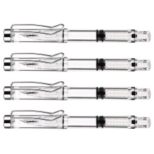 4Pcs Students White Fountain Pens Transparent Ink-Absorbing Pens
