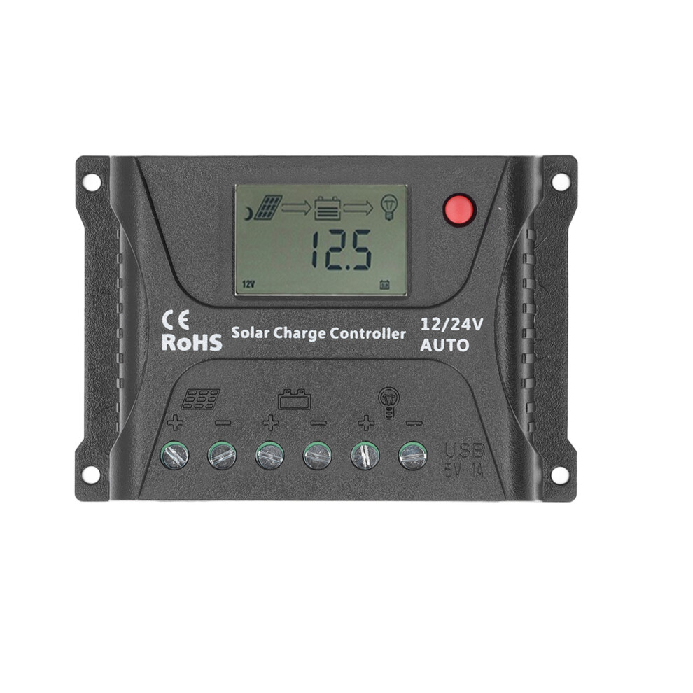 Solar Panel Controller Battery Regulator Pwm Solar Charge Controller Lcd Display 3-Stage Pwm Charging Temperature Compensation Overload Protection 9139052862524