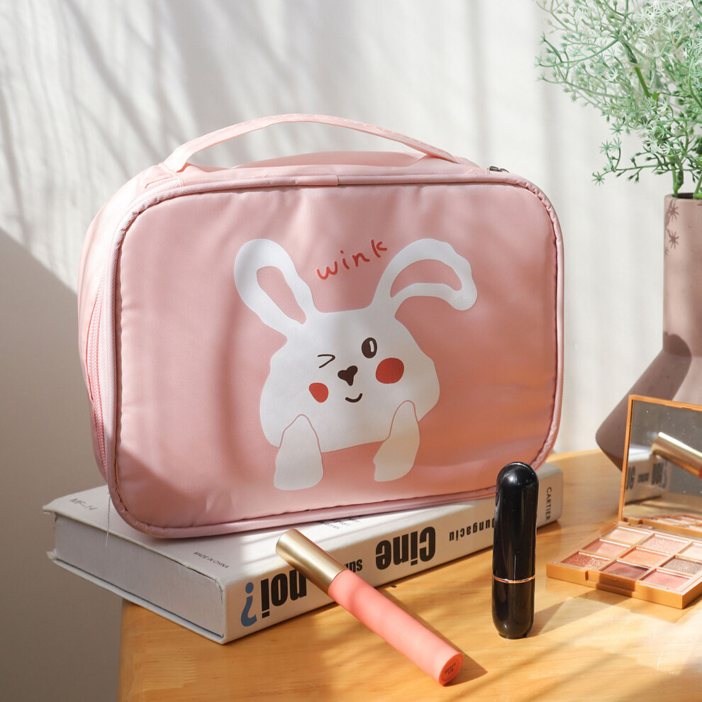 Adorable Waterproof Travel Toiletry Bag, Large Capacity Makeup Bag with Multi-compartment Design, Durable Twill Fabric for Women, Convenient Carrying
