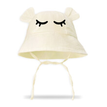 Bonnet de pêcheur en coton pour bébés filles, chapeau seau-Beige