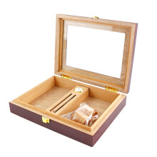 Cedar Solid Wood Humidor Portable Cuban Humidor Visual Sunroof Humidor Piano Lacquer Red Finish Holds 1018 Cigars