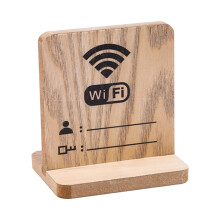 Wooden WiFi Sign Password Freestanding Board With Wood Base Stand For Home Or Office Table Desk Display