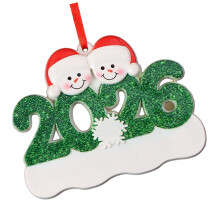Customizable Snowman Pair Festival Resin Ornament Indoor-Style1