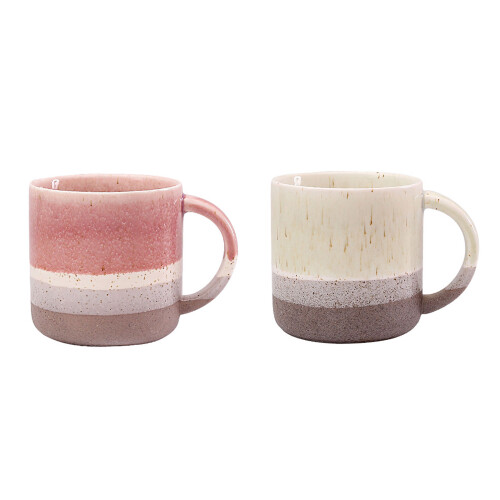 Large Ceramic Mug With Comfortable Grip Gradient Color-Red 1