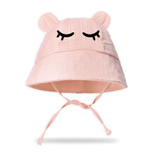 Bonnet chaud pour bébé fille, chapeau en coton doux, seau-Rose