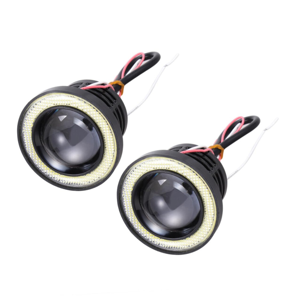 2Pcs Led Angel Eyes Cob Headlight Bulbs Power Brightness 50000 Hours Lifespan For Cars White 9365049489539