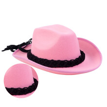 Chapeaux de cowboy élégants à bords roulés, chapeau-Rose