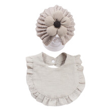 Ensemble chapeau et bavoir Turban 2 pièces pour bébé-Gris
