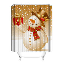 Juego de cortina de ducha de Papá Noel, fácil de limpiar, decoración navideña para el baño con diseño de muñeco de nieve de dibujos animados,