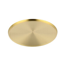 Plateau de service décoratif élégant, rond, en acier inoxydable doré classique, pour une beauté et une élégance intemporelles.