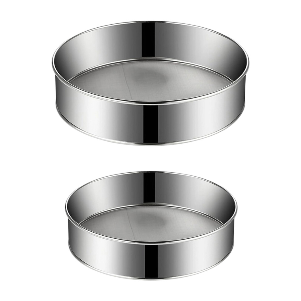 2 Piece Flour Sifter Stainless Steel Powdered Sugar Sieve Baking 7695000551350
