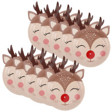 10Ud Platos Desechables Beige De Papel Con Temas Navideños Y Reno