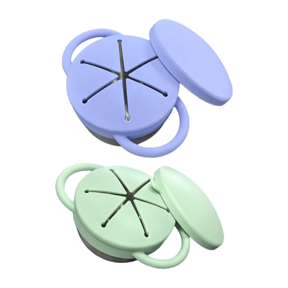 Pack of 2 Stainless Steel Snacks Container Silicone Sealed-gnb