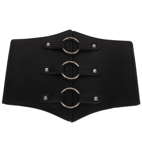 Corset Masculino Preto Couro Sintético Com