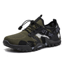 Men's Wide Hiking Shoes Breathable SlipOn Trekking Trainers for Walking, Jogging, Summer Trips, Green 6 UK