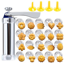 Cookie Press Gun Set with 20 Discs and 4 Tips, Aluminum Alloy Biscuit Maker for Baking and Decorating