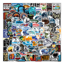Conjunto de 100 adesivos de pesca, adesivos para esportes ao ar livre, adesivos decorativos, podem ser colados em varas de pesca, equipamentos de