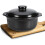 Ceramic Casserole Dish with Lid, 2L Black Earthenware Pot,  Temp Resistant, Even Heating 4