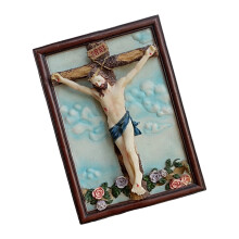 Jesuses Crucifix Statue with Frame Religious Figurines Table