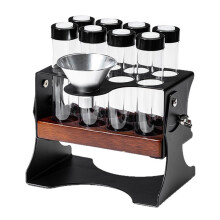 Elegante verstelbare koffiebonenvitrines met verzegelde potten