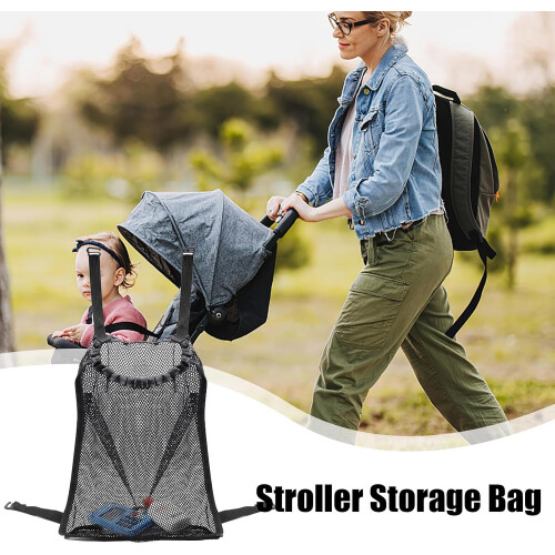 Stroller Mesh Bag Organizer Fits Most Strollers Adjustable Straps Holding Bottles Spacious Mesh Container Comp Mesh Bag 2