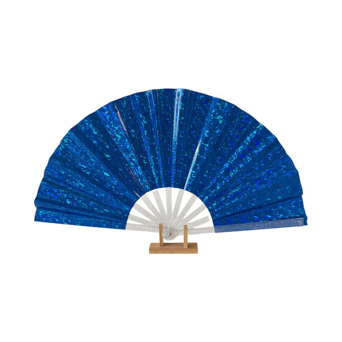 Handheld Fan Glitters Folding Hand-Blue Transparent silver f