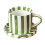Functional Saucer Designs 5Inch Striped Ceramic Mugs Set-Green 1