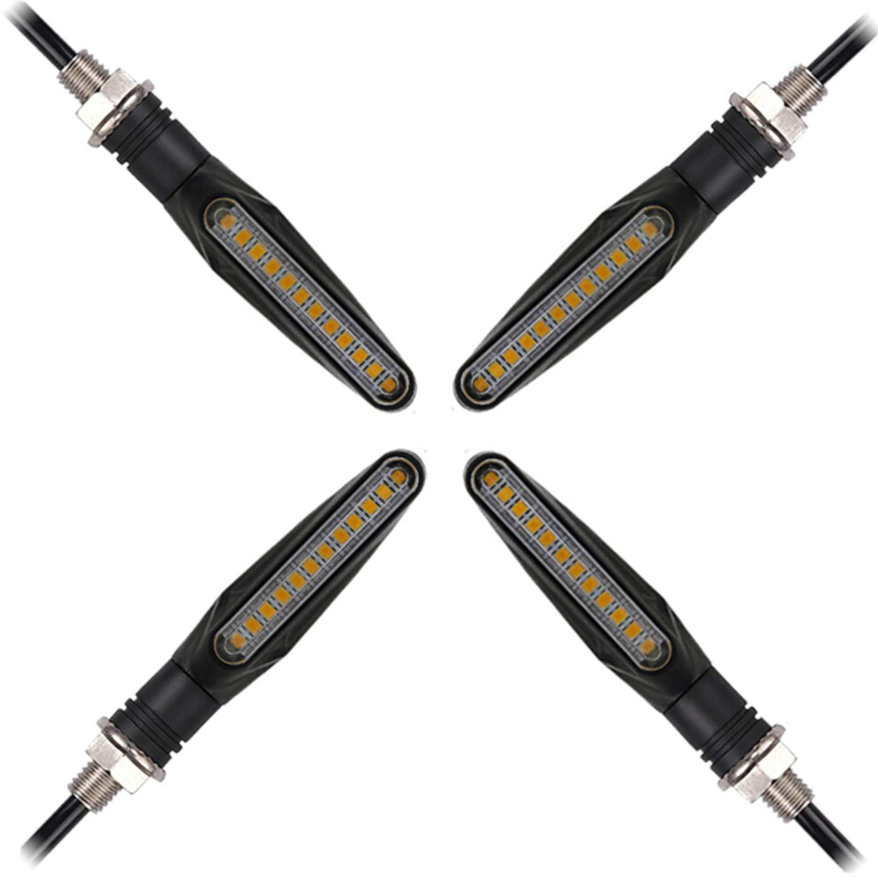 Motorcycle Led Blinker Lamp With High Brightness, Running Water Turn Signal Lights Universal Fitment For Scooters And Bikes (4Pcs) Amber 9139052791572