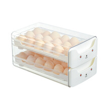 Soporte para huevos para encimera de cocina, contenedor de huevos con diseño de cajón y diseño apilable, organizador de huevos transparente para