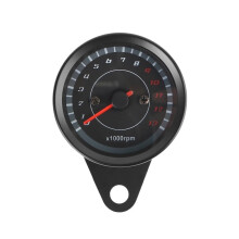 Universal Black Motorcycle Speedometer Tachometer Combo with LED Backlight MultiFunction Gauge