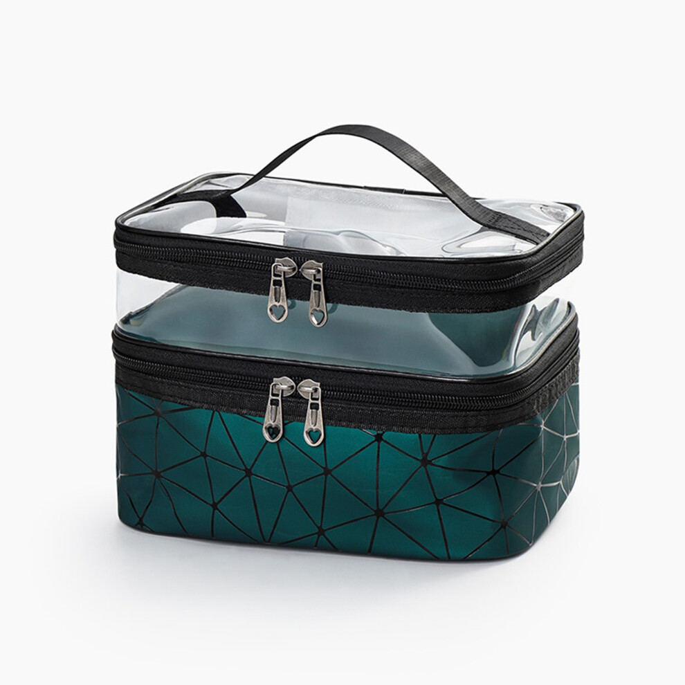 Double Layer Makeup Organizer, Transparent Pvc Cosmetic Bag For Travel And Daily Use, Waterproof Travel Toiletry Pouch, Multipurpose Portable Storage